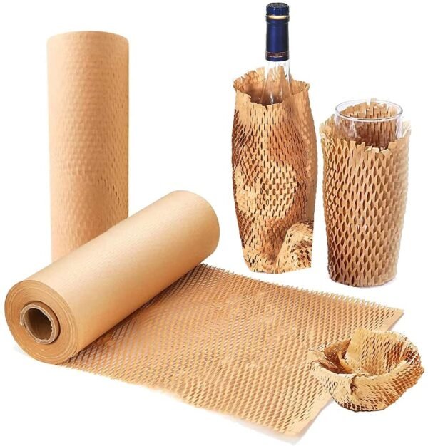 Anti-collision Kraft Honeycomb Wrap Paper for Packing and Moving Cushioning Protection Breakables Without Gummed Paper Tape