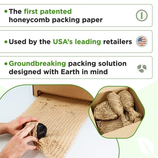 Eco-friendly Biodegradable Wrap Premium Quality Protective Cushioning Buffer Paper Perfect Moving Shipping Health Food Glasses Honeycomb Wrap Paper - Image 3