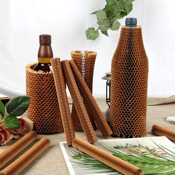 Biodegradable Kraft Honeycomb Sleeve Custom Roll Style for Packaging Fragile Wine Bottles Goods - Image 7